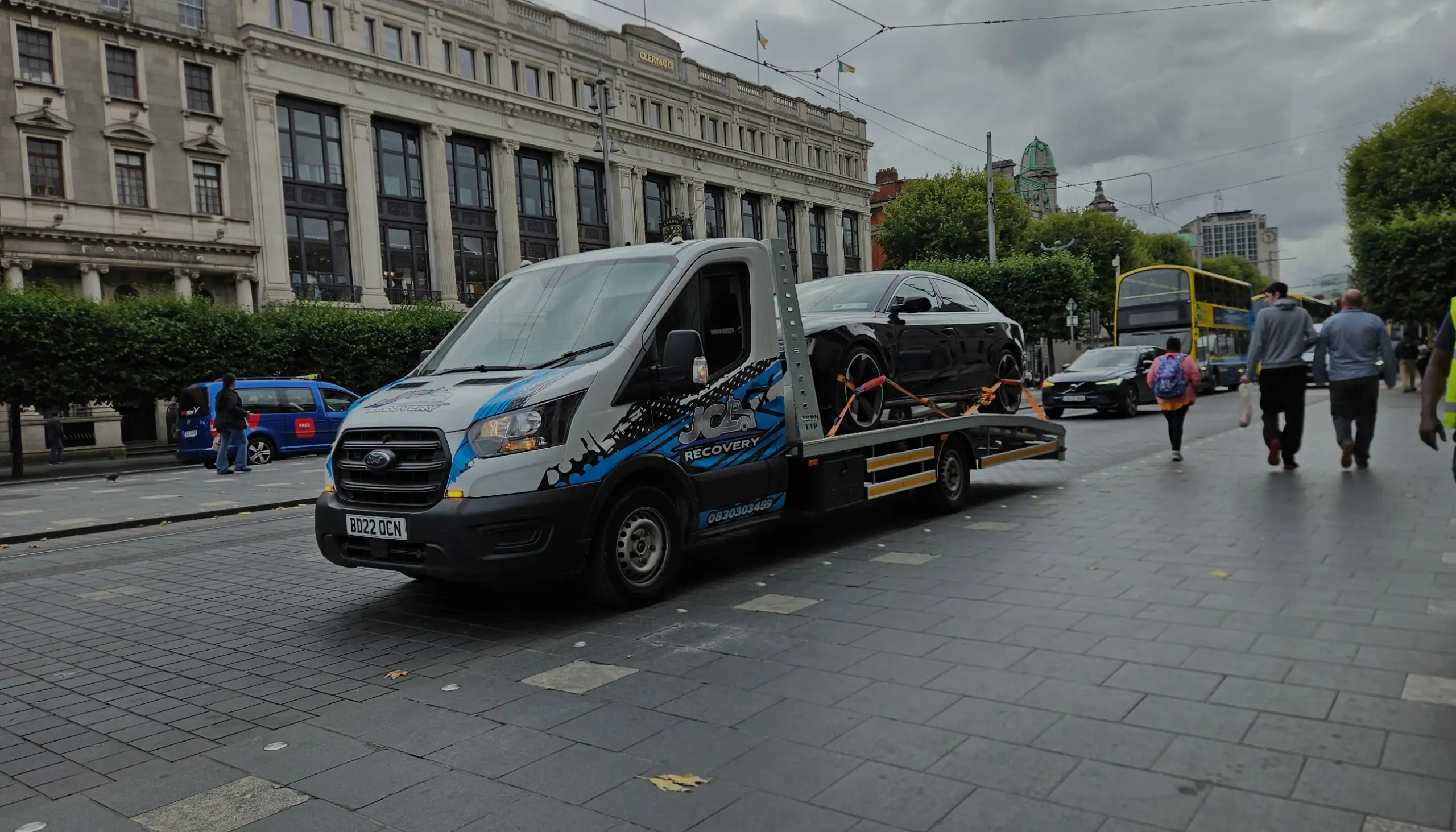 JC Recovery and tow truck service hero banner three towing and car recovery