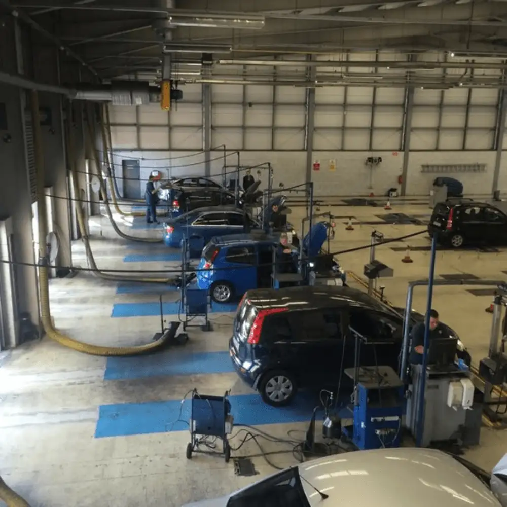 NCT Transport Dublin – vehicles undergoing testing inside an NCT centre